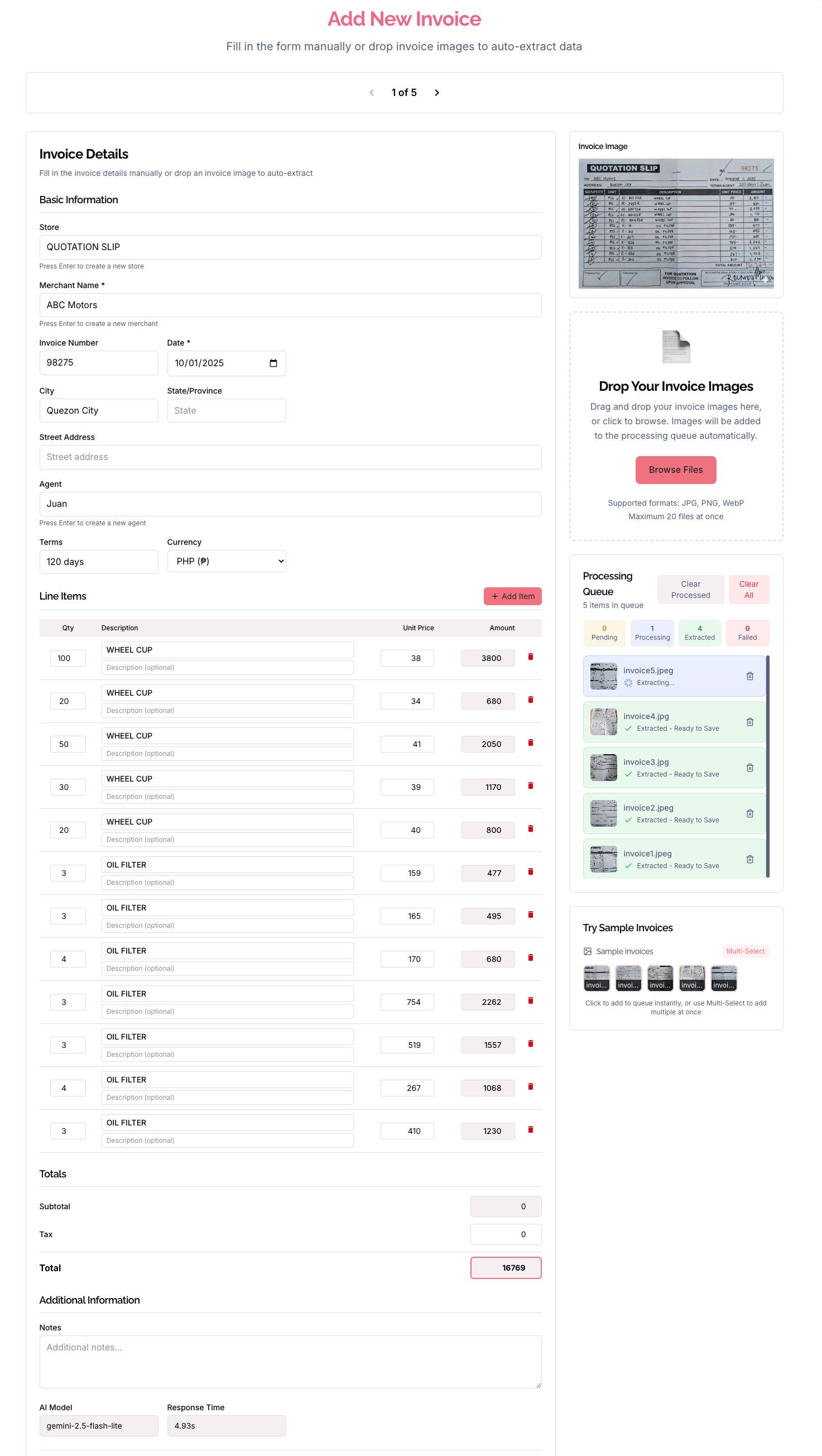 Ledgee - Add Invoice on laptop